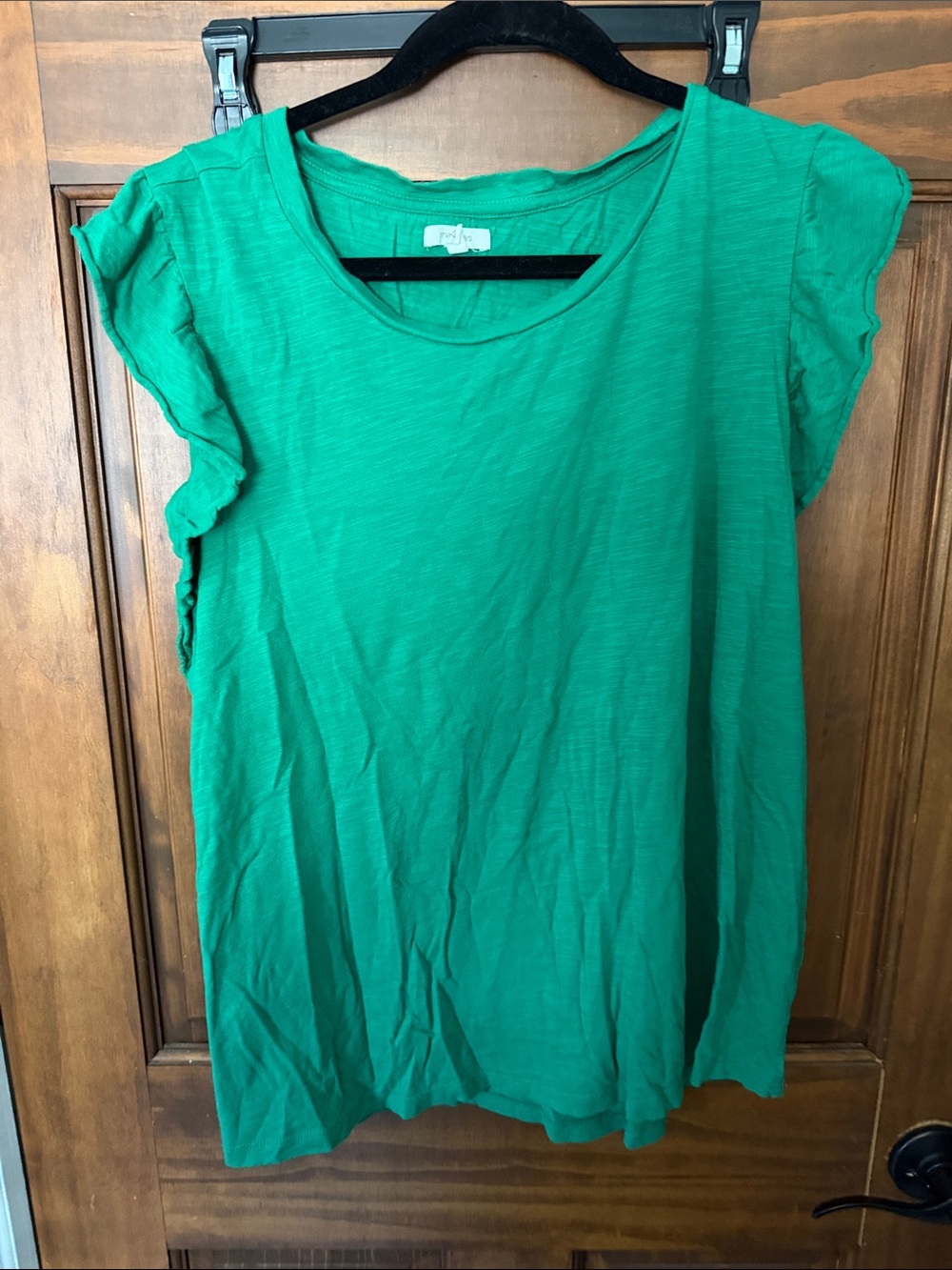 Maurices Green Scoop Neck Ruffle Sleeve Tank